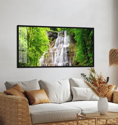 Quadro Decorativo Grande Paisagem Cachoeira Moldura e Vidro