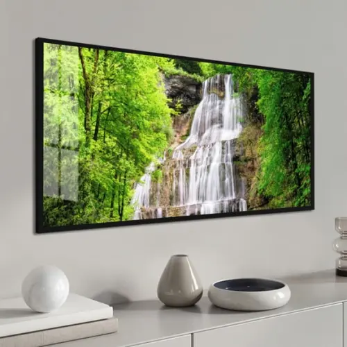Quadro Decorativo Grande Paisagem Cachoeira Moldura e Vidro