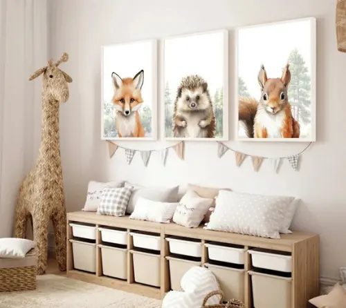Quadro Decorativo Infantil Animais Quarto Criança Moldura