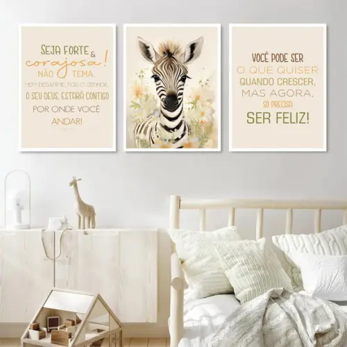 Quadro Decorativo Infantil Personalizado Animais com Moldura