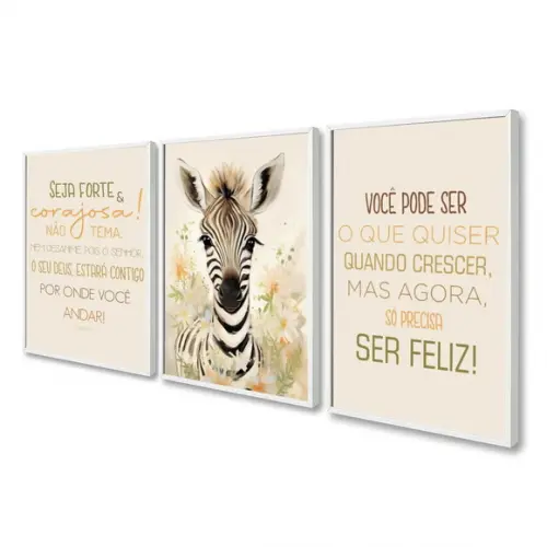 Quadro Decorativo Infantil Personalizado Animais com Moldura