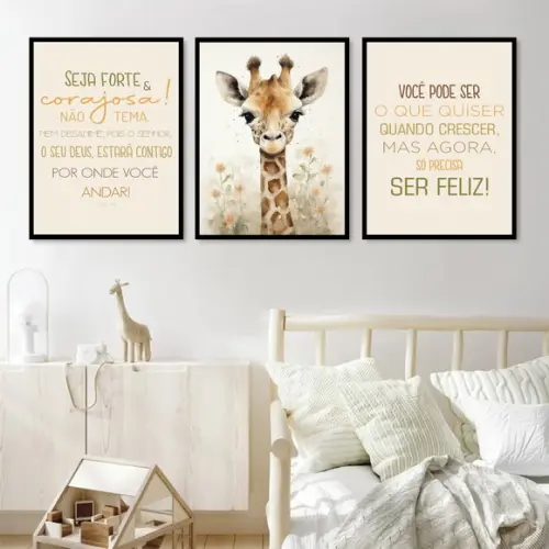 Quadro Decorativo Infantil Personalizado Animais com Moldura