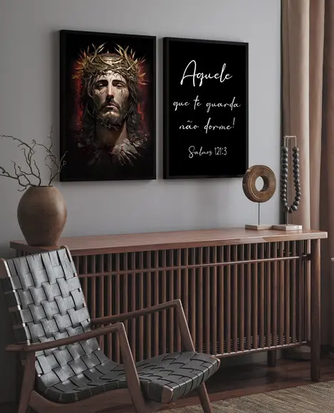 Quadro Decorativo Jesus Cristo Aquele Que Te Guarda Moldura