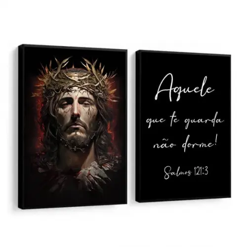 Quadro Decorativo Jesus Cristo Aquele Que Te Guarda Moldura