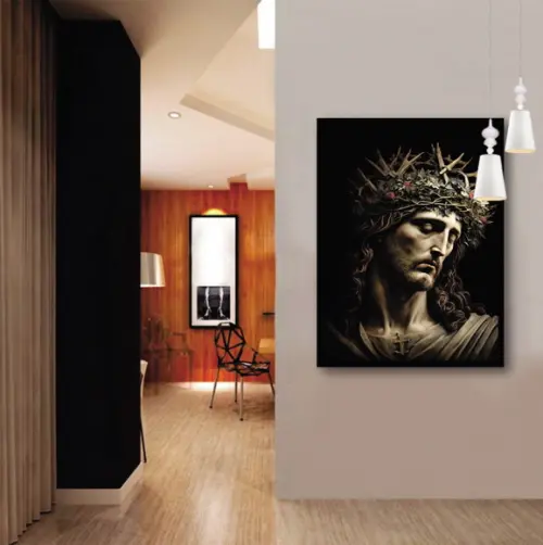 Quadro Decorativo Jesus Cristo para Sala de Estar Moldura