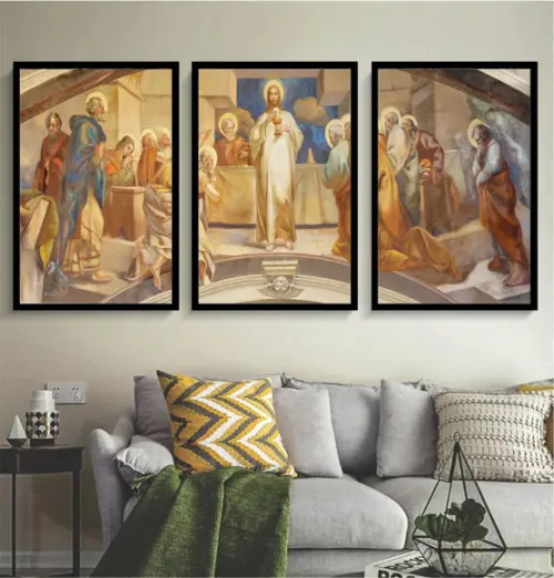 Quadro Decorativo Jesus Cristo Santa Ceia Para Sala Moldura