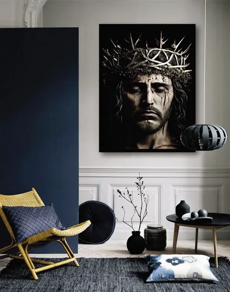 Quadro Decorativo Jesus Cristo Quarto Sala Hall com Moldura