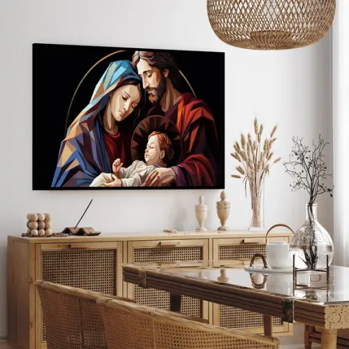 Quadro Decorativo Jesus Maria e Josè Religioso Luxo Moldura