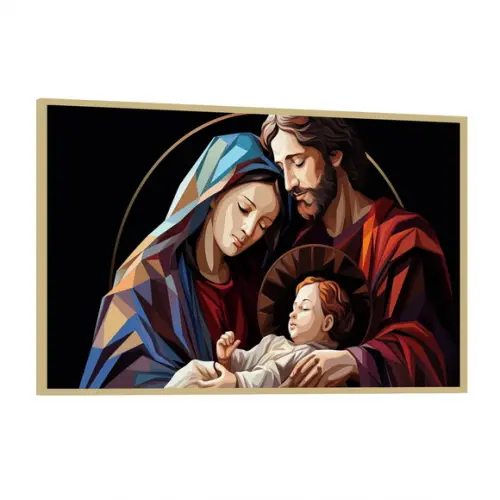 Quadro Decorativo Jesus Maria e Josè Religioso com Moldura