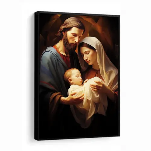 Quadro Decorativo Jesus Maria e Josè Sala Hall Luxo Moldura