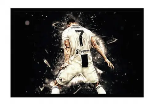 Quadro Decorativo Jogador Futebol Cristiano Ronaldo Moldura