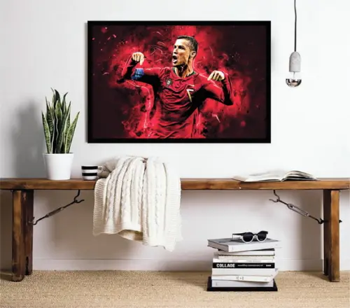 Quadro Decorativo Jogador Cristiano Ronaldo Futebol Moldura
