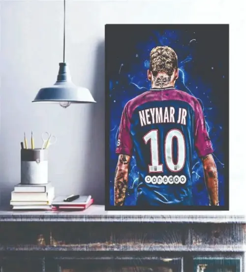 Quadro Decorativo Jogador Neymar Futebol Ídolo Com Moldura