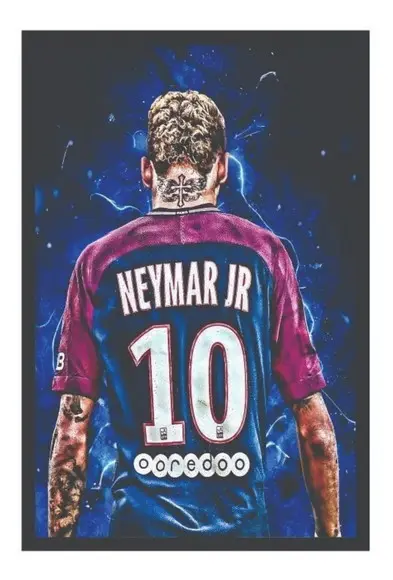 Quadro Decorativo Jogador Neymar Futebol Ídolo Com Moldura
