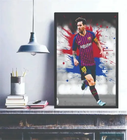 Quadro Decorativo Jogador Futebol Messi Barcelona Moldura