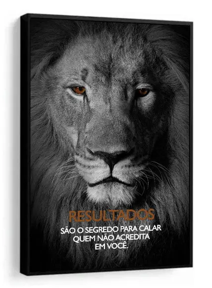 Quadro Decorativo Leão De Judá Frases Motivação Com Moldura