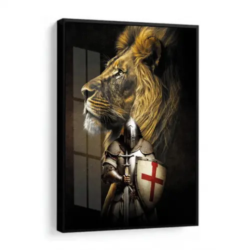 Quadro Decorativo Leão de Judá Jesus Cristo Moldura e Vidro