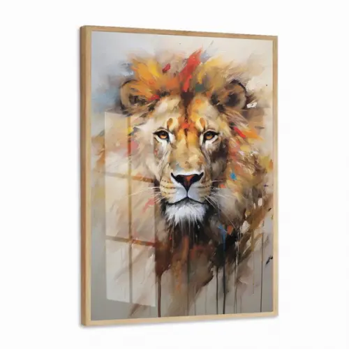 Quadro Decorativo Leão de Judá Moderno Sala Moldura e Vidro