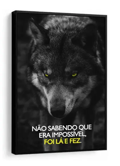 Quadro Decorativo Lobo Escritório Quarto Motivação Moldura