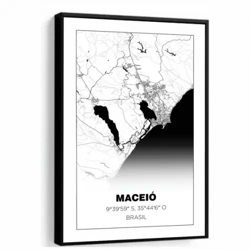 Quadro Decorativo Mapa Alagoas Maceió Nordeste com Moldura