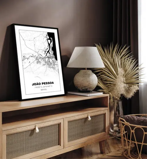 Quadro Decorativo Mapa João Pessoa Nordeste Paraíba Moldura