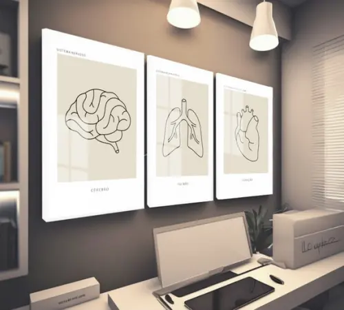 Quadro Decorativo Medicina Consultório Anatomia com Vidro
