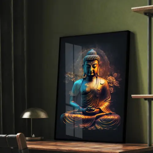 Quadro Decorativo Moderno Buda Quarto Sala Hall 60x80 Vidro
