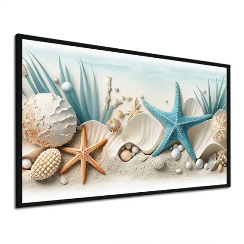 Quadro Decorativo Moderno Estrela do Mar Praia com Moldura