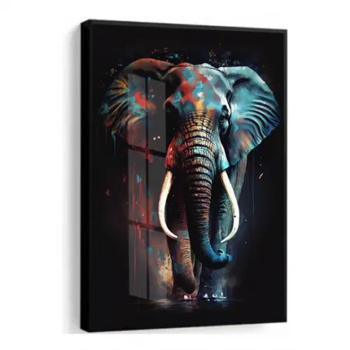 Quadro Decorativo Moderno Elefante Quarto Sala Moldura Vidro