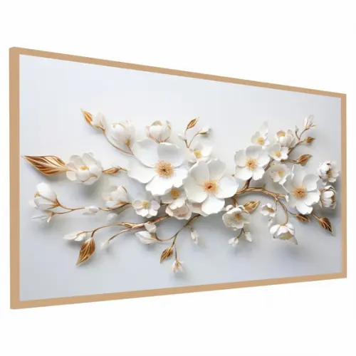 Quadro Decorativo Moderno Flores Sala de Estar com Moldura