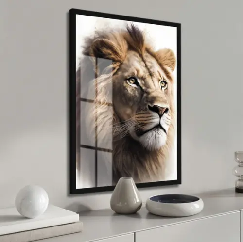 Quadro Decorativo Moderno Leão de Judá com Moldura e Vidro