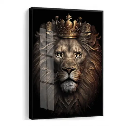 Quadro Decorativo Moderno Leão de Judá com Moldura e Vidro