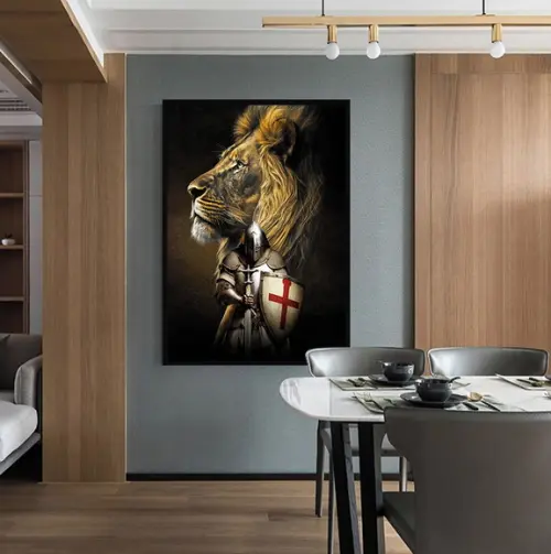 Quadro Decorativo Moderno Leão de Judá Jesus Cristo Moldura