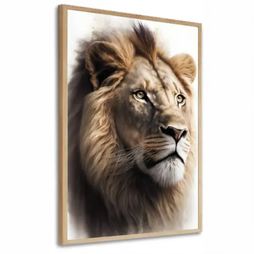 Quadro Decorativo Moderno Leão de Judá Rosto com Moldura