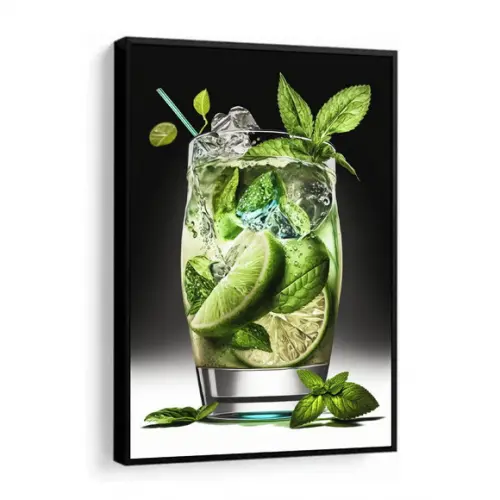 Quadro Decorativo Moderno Mojito Drink Bebidas Bares Moldura