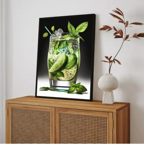 Quadro Decorativo Moderno Mojito Drink Bebidas Bares Moldura