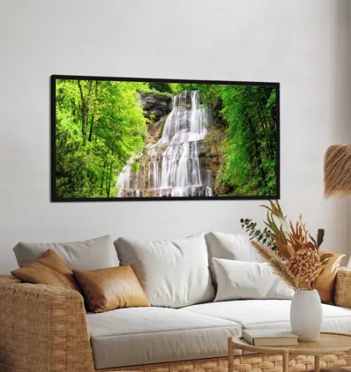 Quadro Decorativo Moderno Paisagem Cachoeira com Moldura
