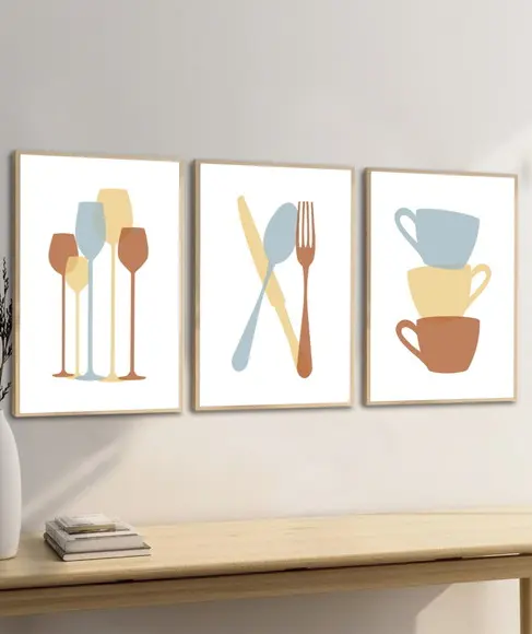 Quadro Decorativo Moderno para Cozinha Talheres com Moldura
