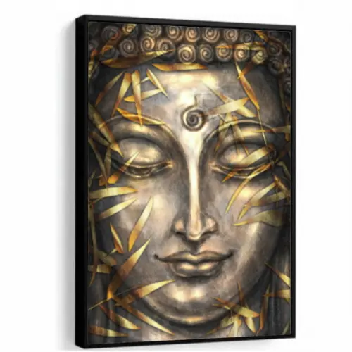 Quadro Decorativo Moderno Rosto Buda Quarto Sala Com Moldura