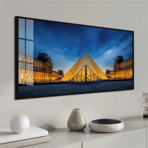 Quadro Decorativo Museu do Louvre Paris com Moldura e Vidro