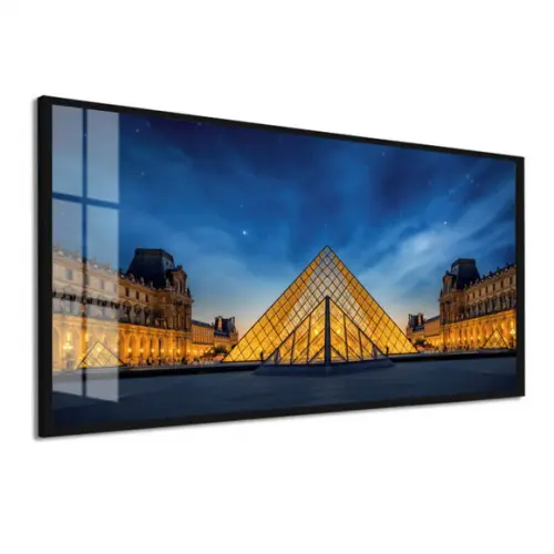 Quadro Decorativo Museu do Louvre Paris com Moldura e Vidro