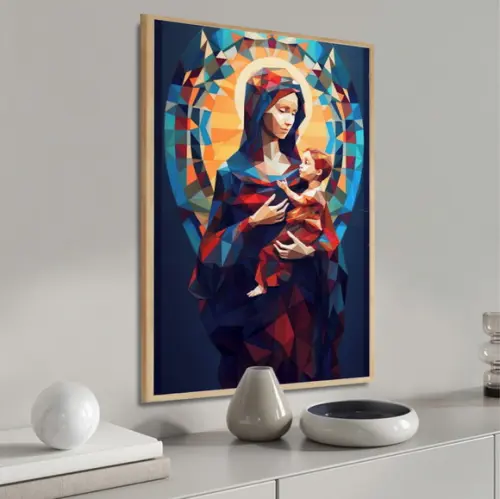 Quadro Decorativo Nossa Senhora Mãe de Jesus Vidro e Moldura