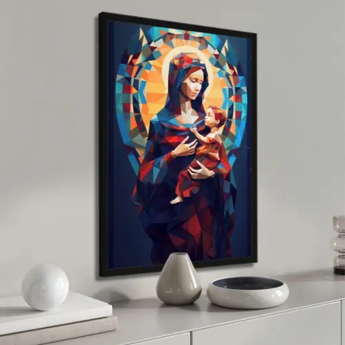 Quadro Decorativo Nossa Senhora Virgem Maria Jesus Moldura