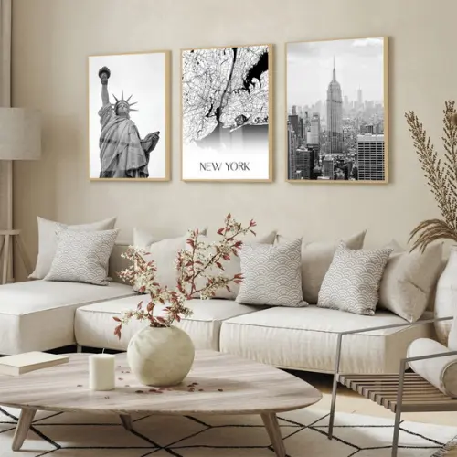 Quadro Decorativo Nova York Cidade Manhattan Moldura e Vidro