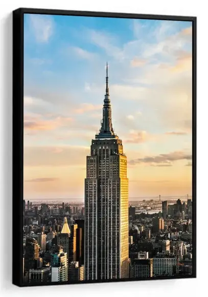 Quadro Decorativo Nova York Empire State Cidade Com Moldura