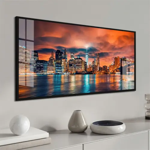 Quadro Decorativo Nova York Ponte Brooklyn Moldura e Vidro