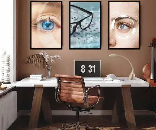 Quadro Decorativo Oftalmologia Consultório Moldura e Vidro