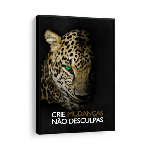 Quadro Decorativo Onça Pintada Frases Motivação Com Moldura