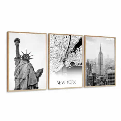 Quadro Decorativo Nova York Cidade Manhattan Moldura e Vidro