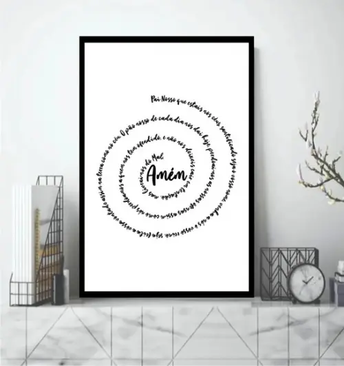Quadro Decorativo Oração Pai Nosso Jesus Cristo Com Moldura